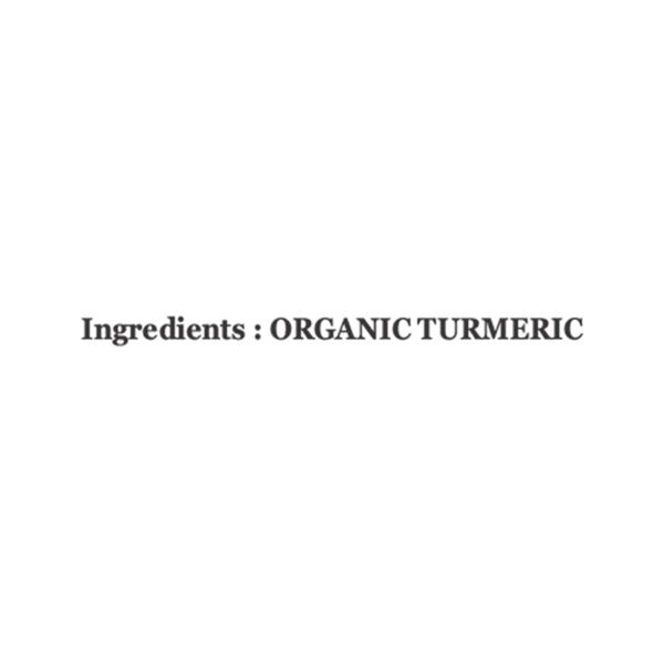 Ingredients list for Organic Shastra Turmeric Powder stating 'Organic Turmeric